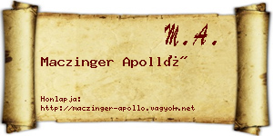 Maczinger Apolló névjegykártya